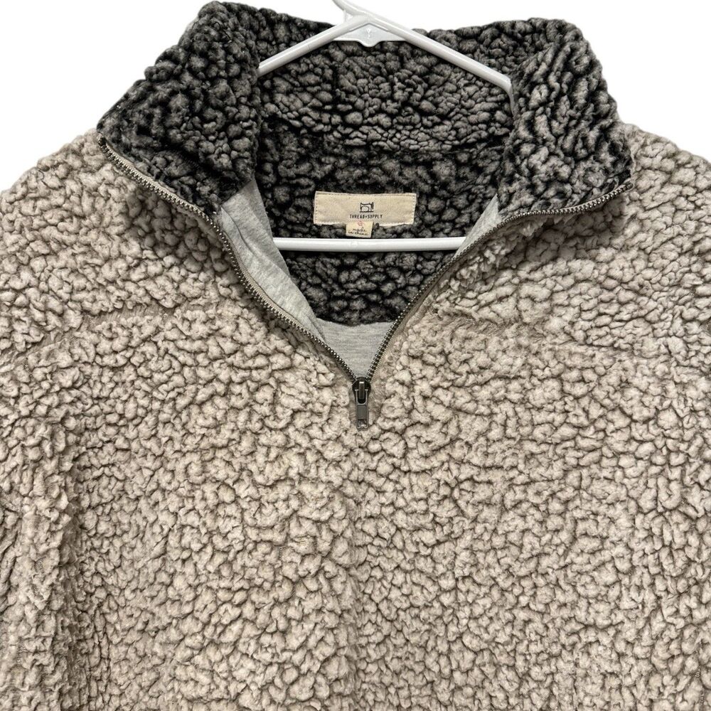 Thread + Supply‎ Sherpa Jacket Cream Womens L Quarter Zip Teddy Fleece Cozy